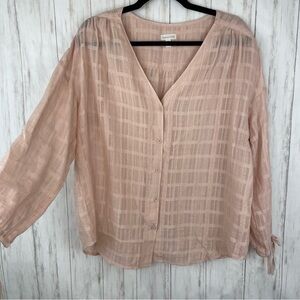 Garnet Hill peach button down blouse size 16